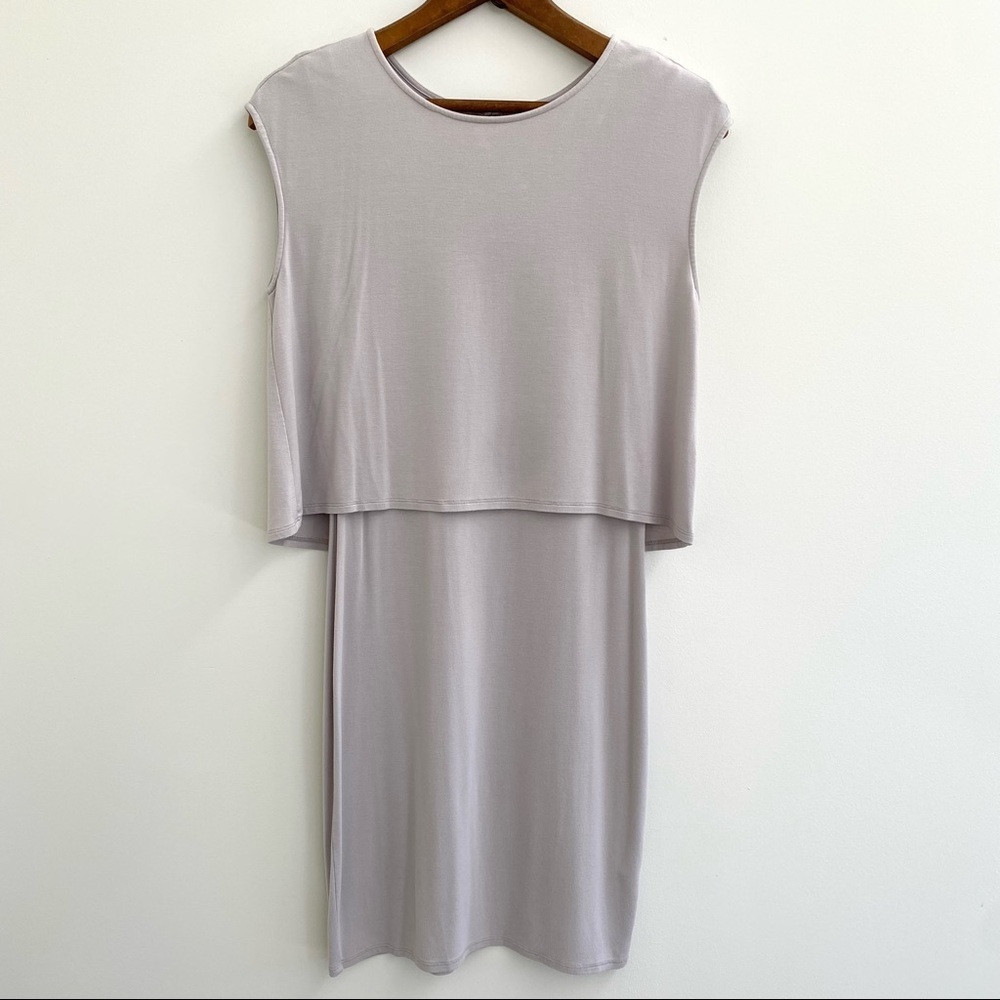 Three dots gray two piece top and tank dress set viscose jersey stretch small
